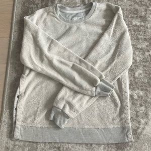 Abercrombie & Fitch Side Snap sweatshirt in white/gray terry